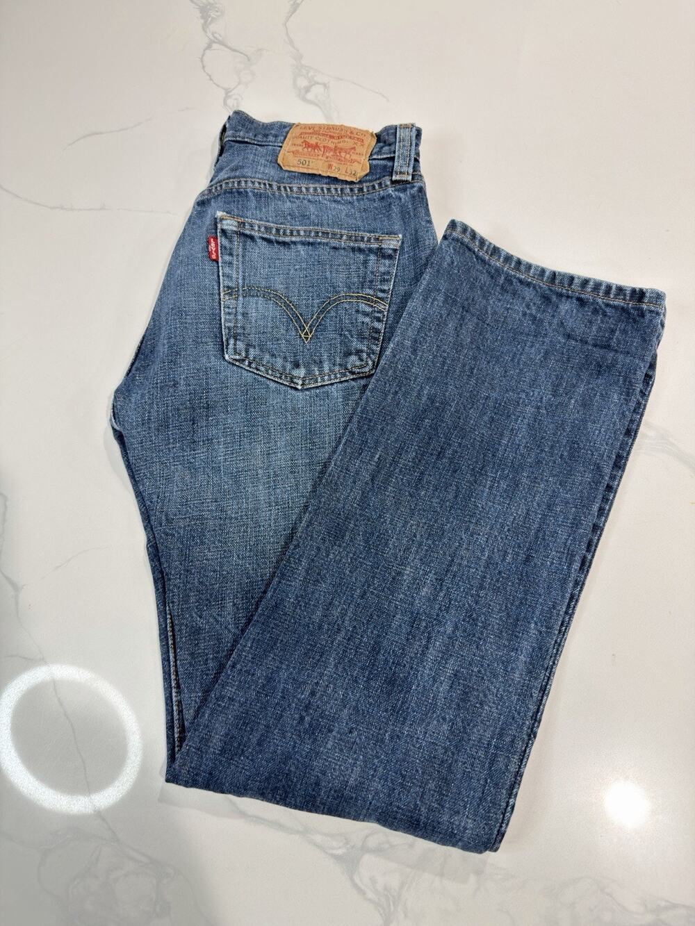 Levis 501 Jeans Mens 29x32 Blue Denim Pants Button Fly Classic Straight